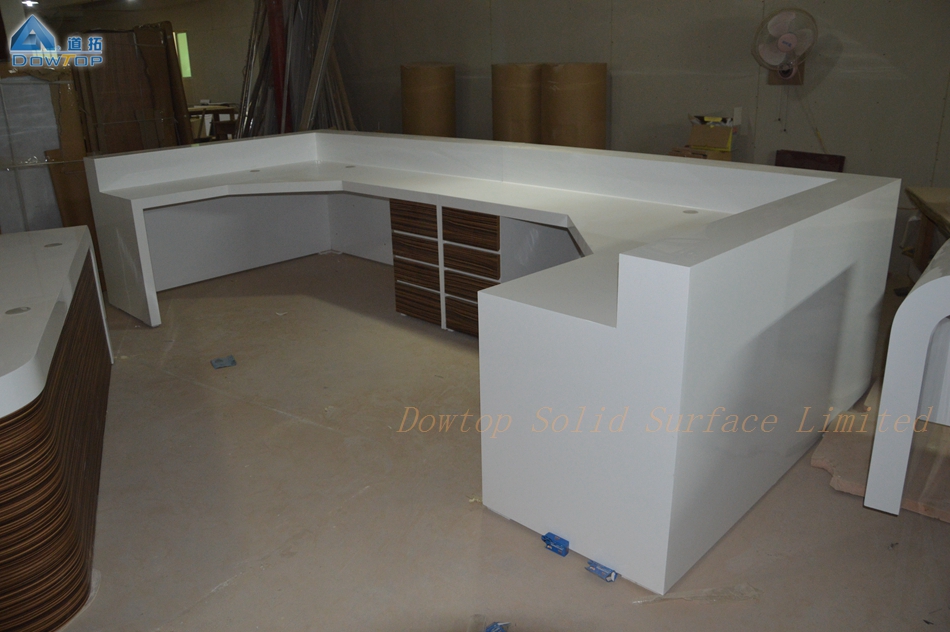 Modern White Marble Clinic Reception Desk Counter
